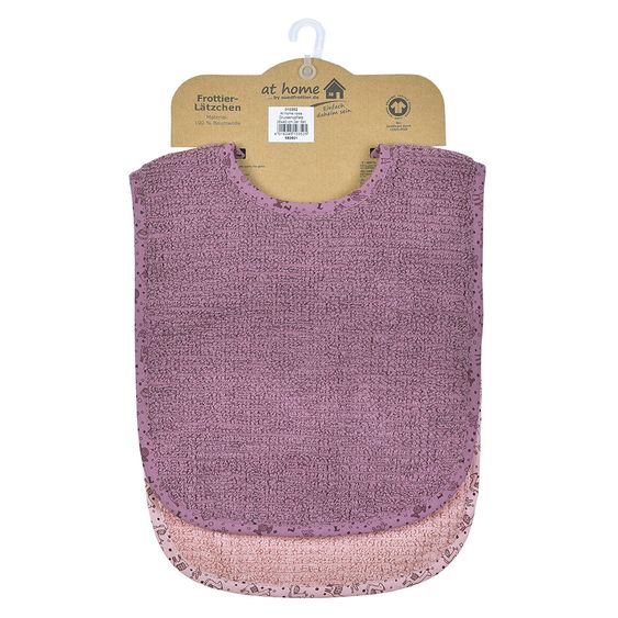 Wörner 2er Set Riesen-Lätzchen Bio-Baumwolle mit Druckknöpfen - Lama - Mauve