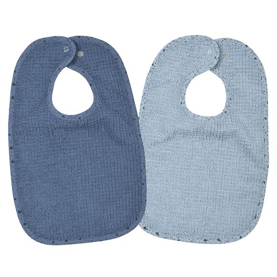 Wörner 2er Set Riesen-Lätzchen Bio-Baumwolle mit Druckknöpfen - Walli - Blau