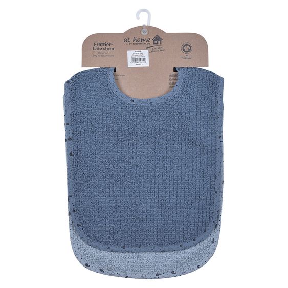 Wörner 2er Set Riesen-Lätzchen Bio-Baumwolle mit Druckknöpfen - Walli - Blau