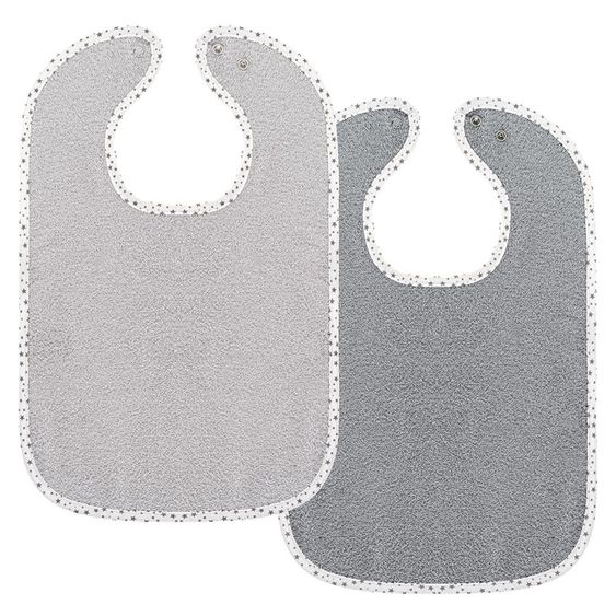 Wörner Set of 2 giant bibs with press studs - grey light grey