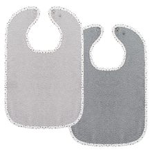 Set di 2 bavaglini giganti con bottoni a pressione - Grigio chiaro