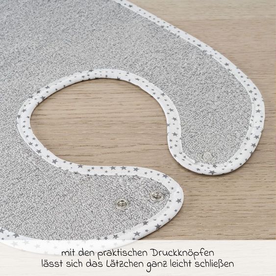 Wörner Set of 2 giant bibs with press studs - grey light grey