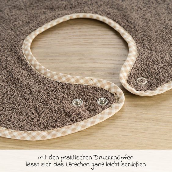 Wörner 2er Set Riesen-Lätzchen mit Druckknöpfen - Natur Hellbraun