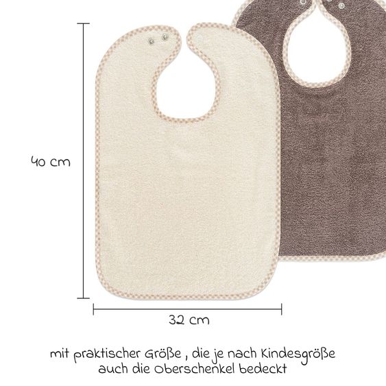 Wörner 2er Set Riesen-Lätzchen mit Druckknöpfen - Natur Hellbraun