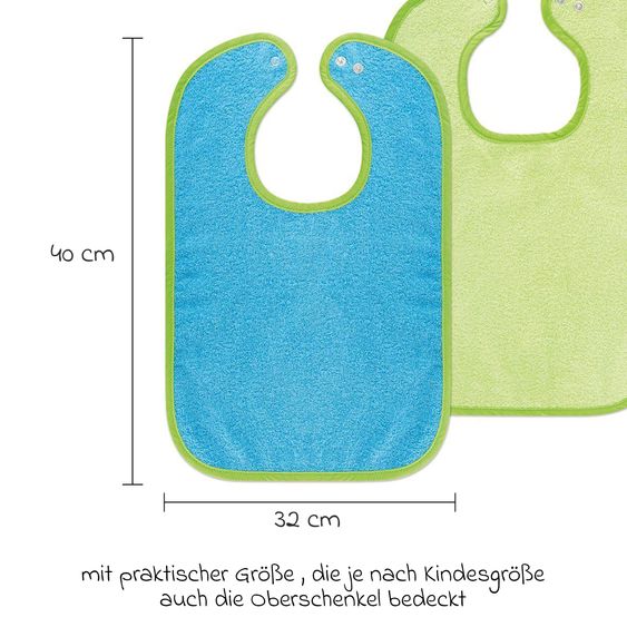 Wörner Set of 2 giant bibs with press studs - Ocean Lime