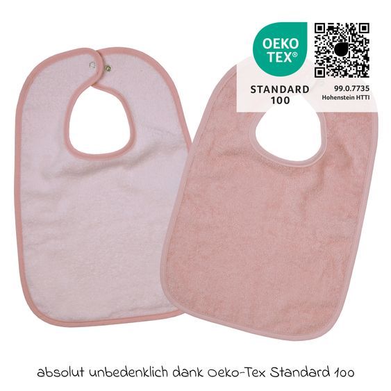 Wörner 2er Set Riesen-Lätzchen mit Druckknöpfen 30 x 45 cm - Rosa