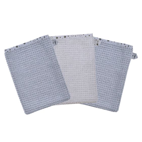 Wörner 3er Pack Waschhandschuh Bio-Baumwolle - Walli - Grau