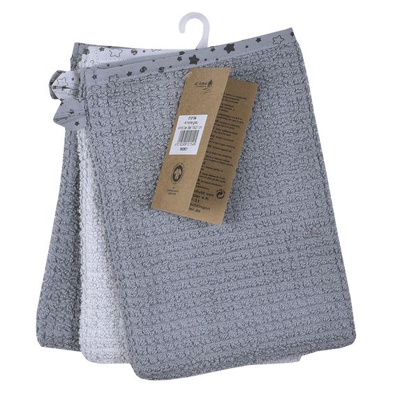 Wörner 3er Pack Waschhandschuh Bio-Baumwolle - Walli - Grau