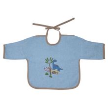 Ärmel-Lätzchen aus Bio-Baumwolle 68 x 34 cm - Stickerei Dino - Hellblau