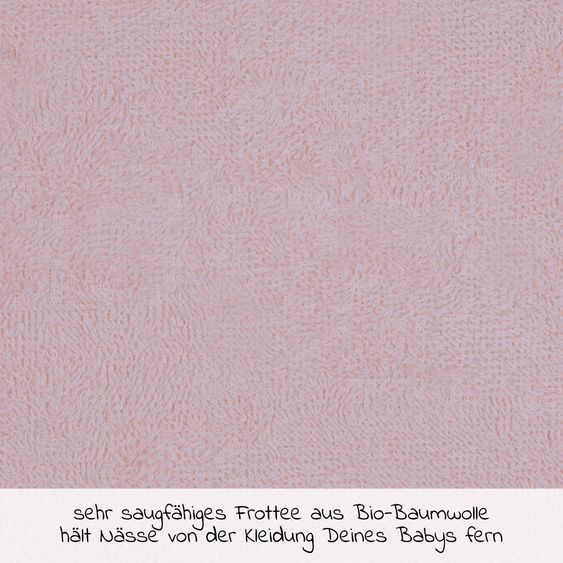 Wörner Ärmel-Lätzchen aus Bio-Baumwolle 68 x 34 cm - Stickerei Igel / Schnecke - Rosa