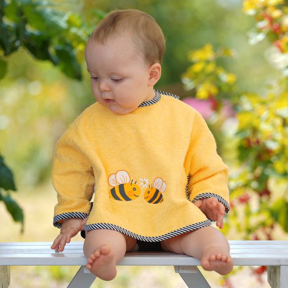 Wörner Bavaglino con maniche - Ricamo Api - Giallo