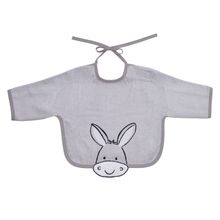 Sleeve Bib - Embroidery Donkey - Light Gray