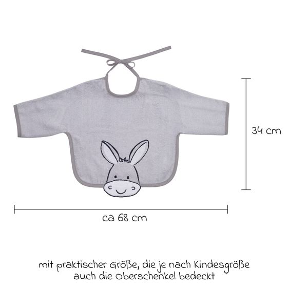 Wörner Ärmel-Lätzchen - Stickerei Esel - Hellgrau