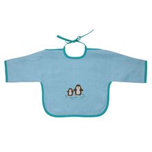 Sleeve bib - Embroidery penguins - Ice blue