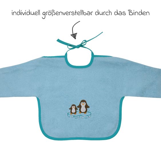 Wörner Ärmel-Lätzchen - Stickerei Pinguine - Eisblau