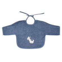 Bavaglino con manica - Ricamo Zebra - Blu scuro
