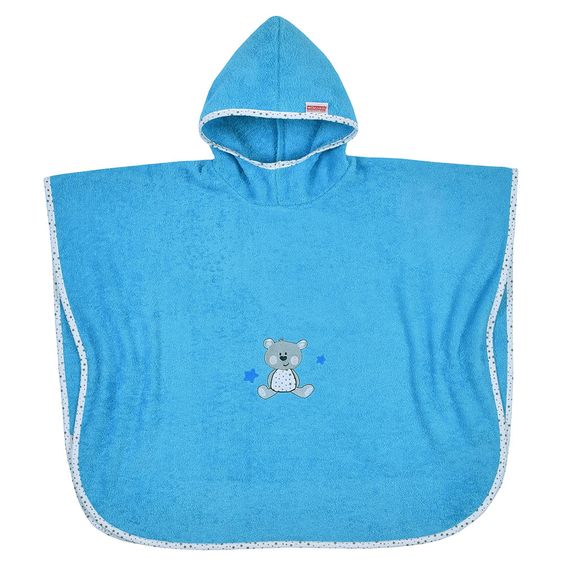 Wörner Bade-Poncho 75 x 120 cm - Bär - Türkis