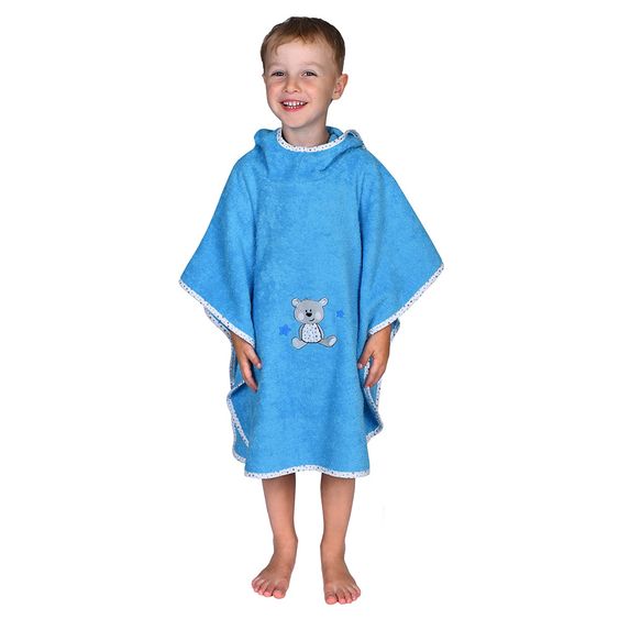 Wörner Bade-Poncho 75 x 120 cm - Bär - Türkis
