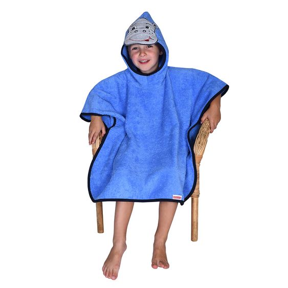 Wörner Bade-Poncho 75 x 120 cm - Hippo - Blau
