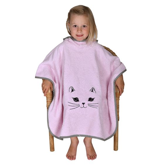 Wörner Bade-Poncho 75 x 60 cm - Kätzchen - Rosa
