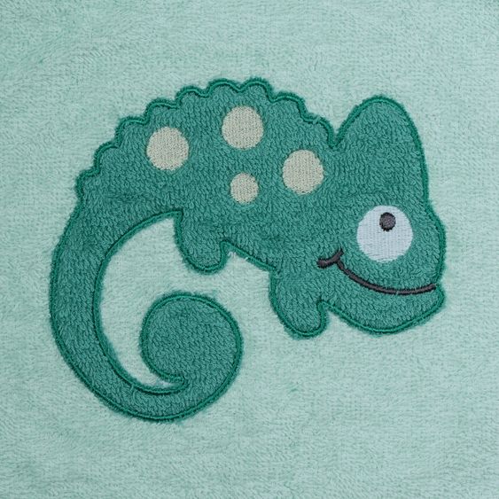 Wörner Bade-Poncho 75 x 60 cm - Stickerei Eidechse - Mint