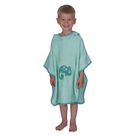 Wörner Bade-Poncho 75 x 60 cm - Stickerei Eidechse - Mint