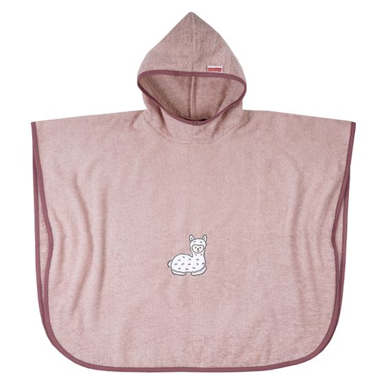 Wörner Bade-Poncho 75 x 60 cm - Stickerei Lama - Altrosa