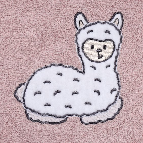 Wörner Bade-Poncho 75 x 60 cm - Stickerei Lama - Altrosa