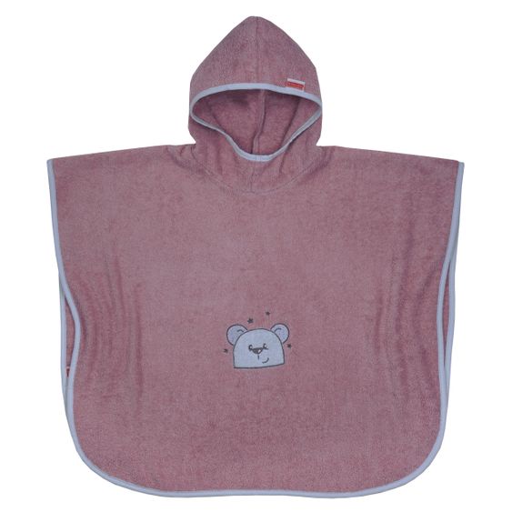 Wörner Bade-Poncho 75 x 60 cm - Stickerei Maulwurf - Dunkelflieder