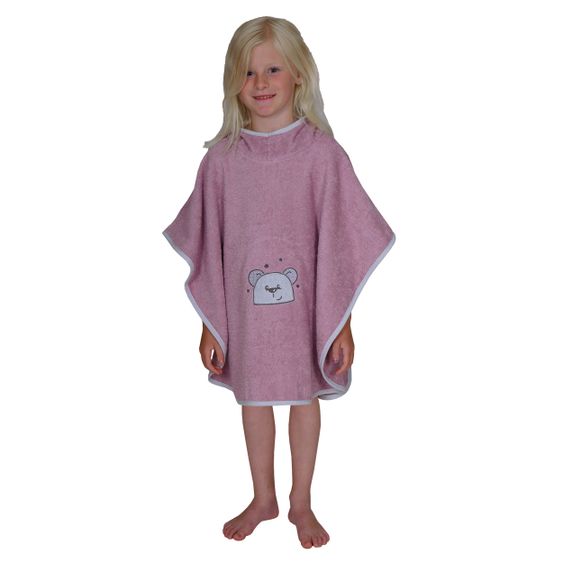 Wörner Bade-Poncho 75 x 60 cm - Stickerei Maulwurf - Dunkelflieder