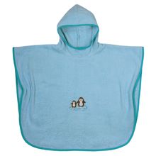 Bade-Poncho 75 x 60 cm - Stickerei Pinguine - Eisblau