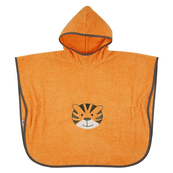 Wörner Bade-Poncho 75 x 60 cm - Stickerei Tiger - Orange