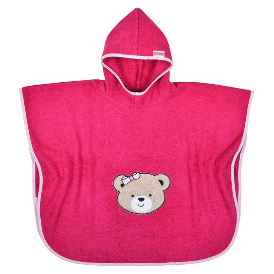 Wörner Bade-Poncho 75 x 60 cm - Teddykopf - Beere