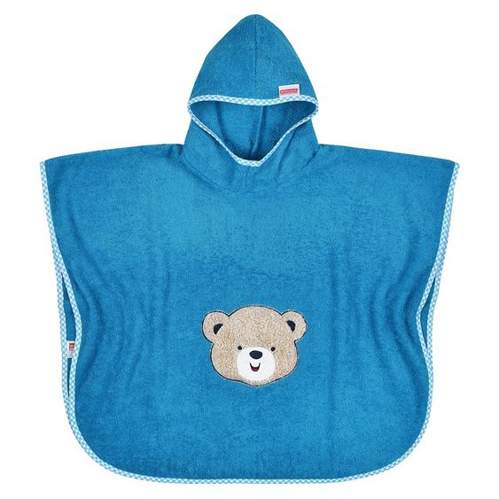 Wörner Bath poncho 75 x 60 cm - Teddy head - Petrol