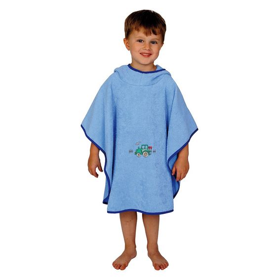 Wörner Bade-Poncho 75 x 60 cm - Traktor - Blau