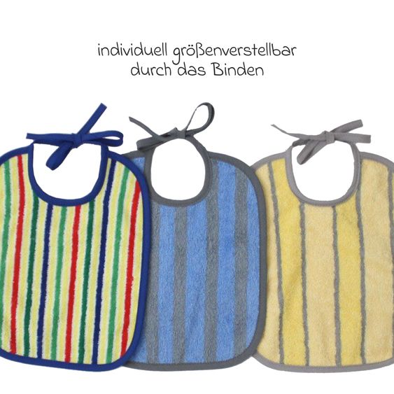Wörner Bib 3 Pack - Blue Grey Stripes