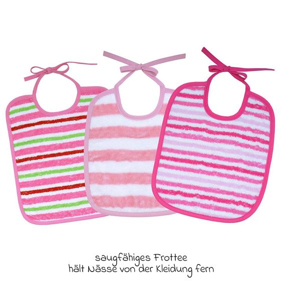 Wörner Bavaglino 3 Pack - Strisce Rosa Rosa