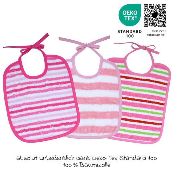 Wörner Bavaglino 3 Pack - Strisce Rosa Rosa