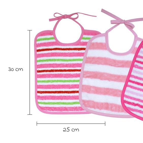 Wörner Bavaglino 3 Pack - Strisce Rosa Rosa