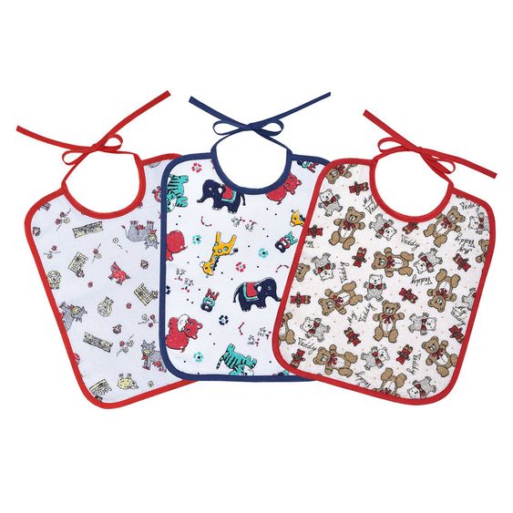Wörner Binde-Lätzchen 3er Pack - Tiere Teddys - Farm - Zoo