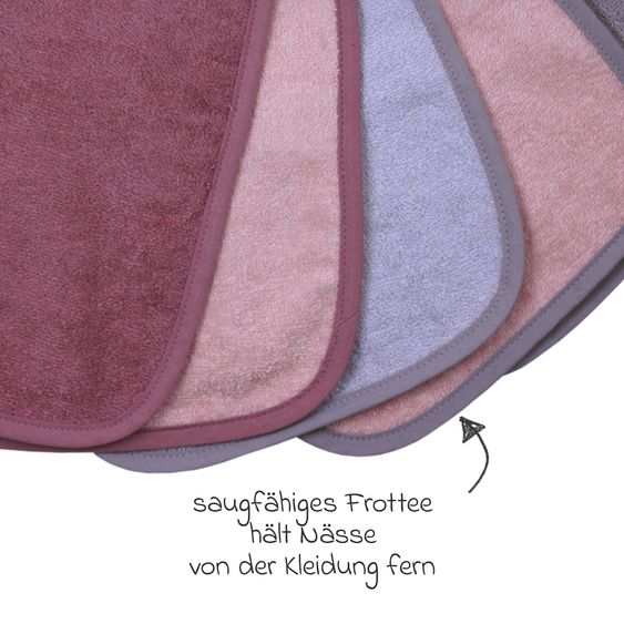 Wörner Binde-Lätzchen 5er Pack 25 x 30 cm - Altrosa-Grau