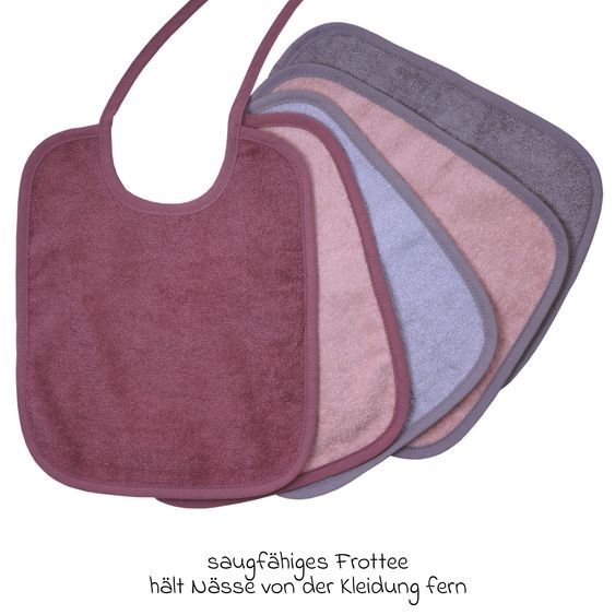 Wörner Binde-Lätzchen 5er Pack 25 x 30 cm - Altrosa-Grau