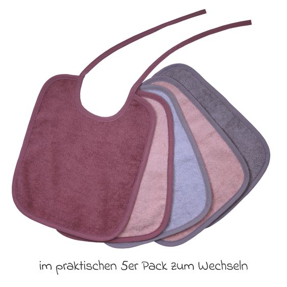 Wörner Binde-Lätzchen 5er Pack 25 x 30 cm - Altrosa-Grau