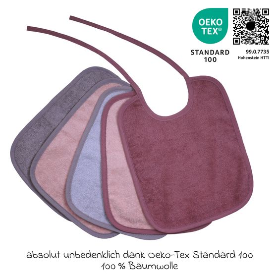 Wörner Binde-Lätzchen 5er Pack 25 x 30 cm - Altrosa-Grau