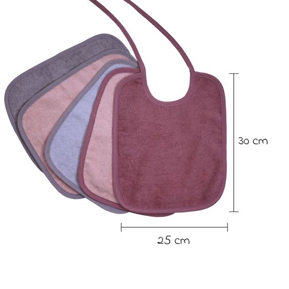 Wörner Binde-Lätzchen 5er Pack 25 x 30 cm - Altrosa-Grau