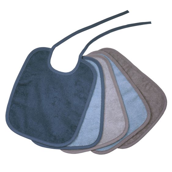 Wörner Binde-Lätzchen 5er Pack 25 x 30 cm - Stahlblau-Grau