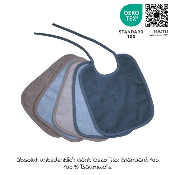 Wörner Binde-Lätzchen 5er Pack 25 x 30 cm - Stahlblau-Grau