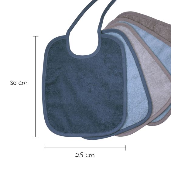 Wörner Binde-Lätzchen 5er Pack 25 x 30 cm - Stahlblau-Grau