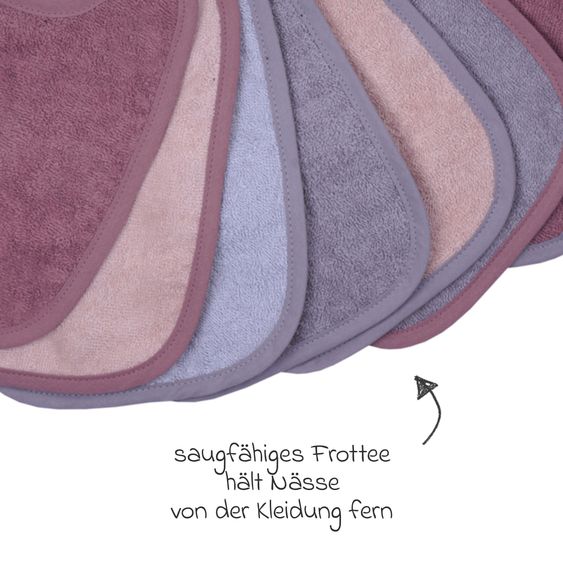 Wörner Binde-Lätzchen 7er Pack 20 x 25 cm - Altrosa-Grau