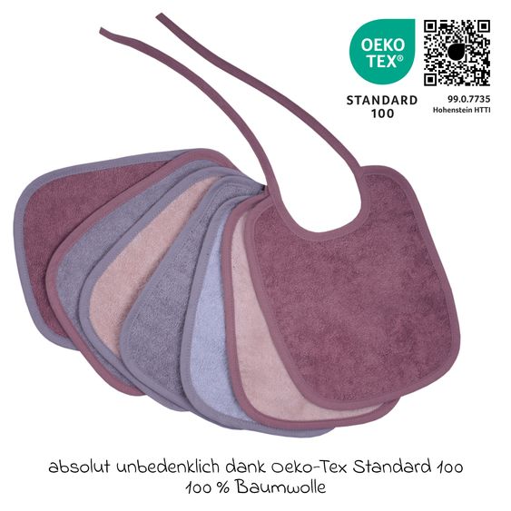 Wörner Binde-Lätzchen 7er Pack 20 x 25 cm - Altrosa-Grau